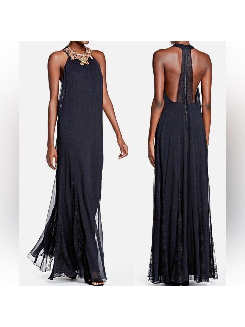 Alice + Olivia Ravi beaded halter maxi dress size S/P - Picture 2 of 13